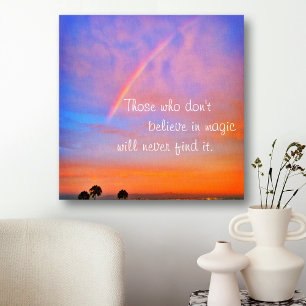 "Believe in Magic" Quote Rainbow Sunrise Photo Canvas Print