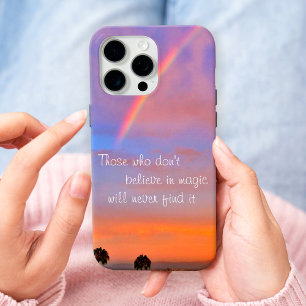Believe in Magic Quote Script Rainbow Sunset Photo iPhone 16 Pro Max Case