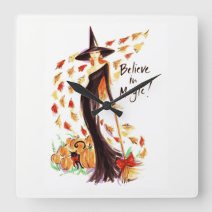 BELIEVE IN MAGIC SQUARE WALL CLOCK