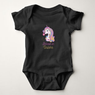 Believe In Magic Unicorn Baby Bodysuit