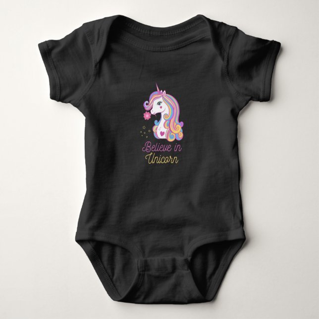 Believe In Magic Unicorn        Baby Bodysuit (Front)