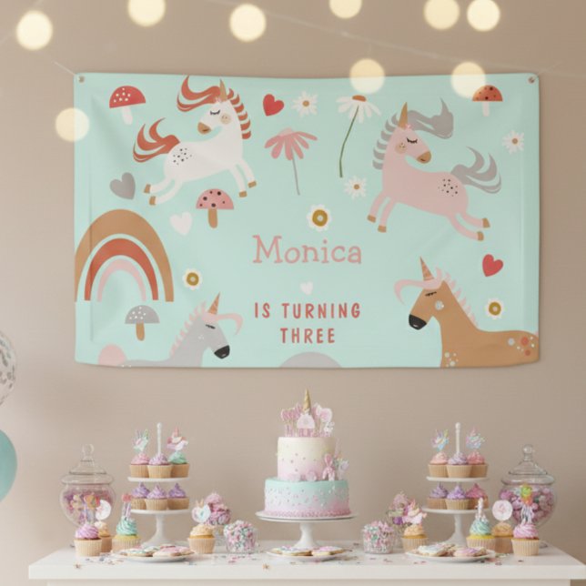 Believe in magic unicorn kids birthday banner (Creator Uploaded)
