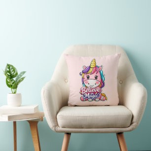 🦄✨ “Believe in Magic” Unicorn Pillow 💖🛋️