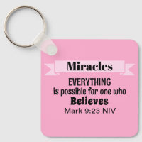 Believe in Miracles Bible Verse Pink Christian