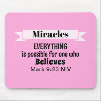 Believe in Miracles Bible Verse Pink Christian