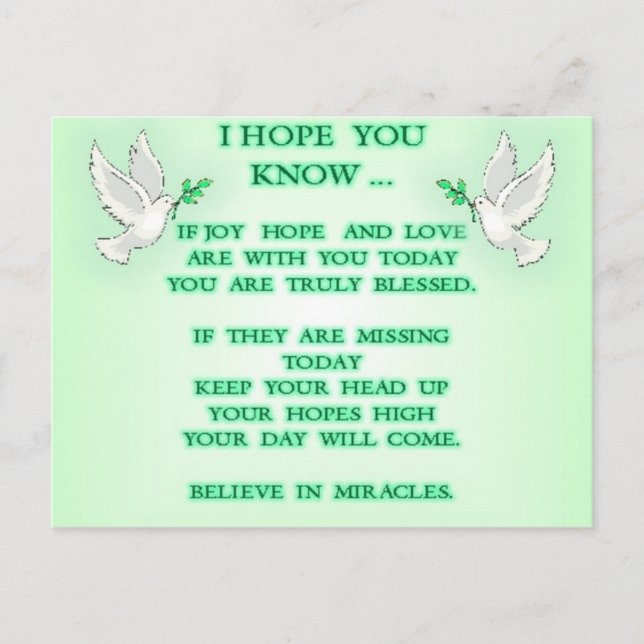 believe in miracles postcard (Front)