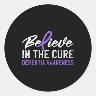Believe In The Cure Dementia Awareness Purple Ribb Classic Round Sticker