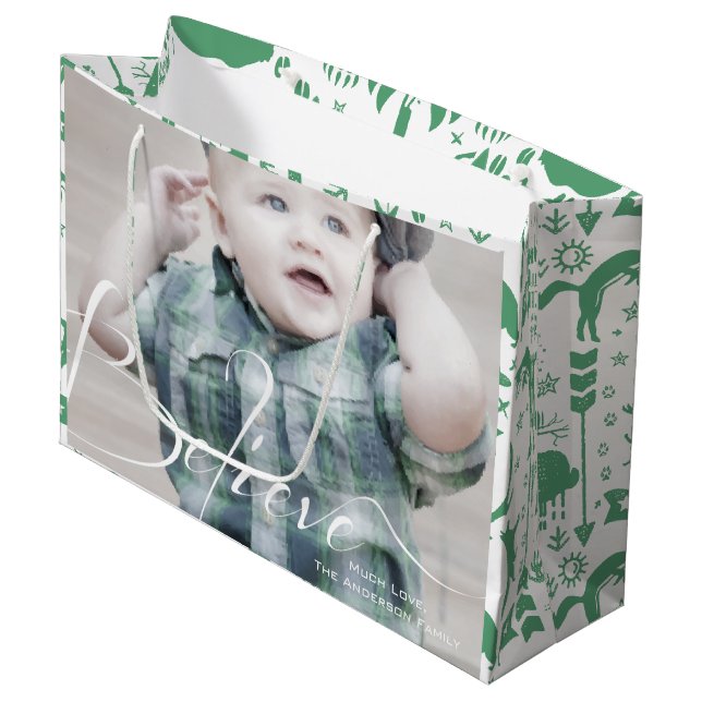 Believe in the Magic Baby or Mum to Be Photos Large Gift Bag (Front Angled)