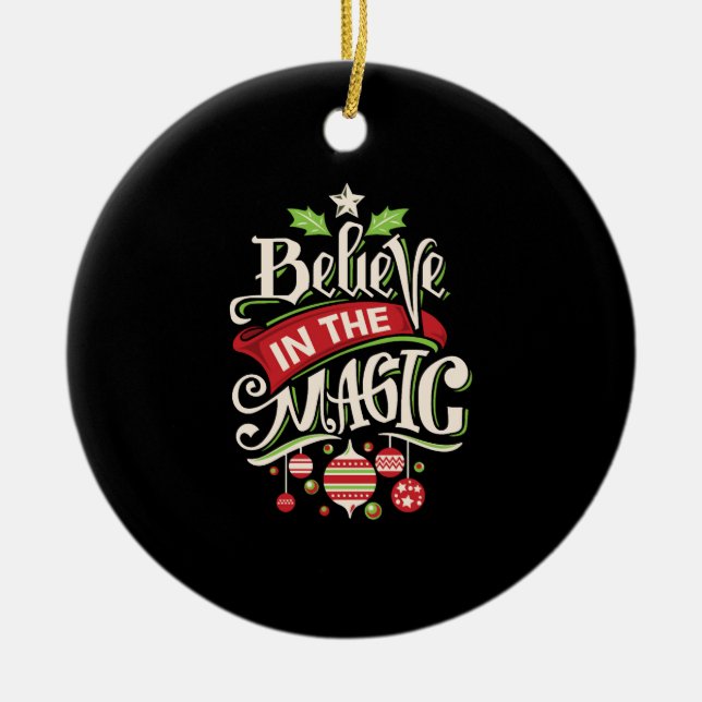 believe in the magic christmas ceramic tree decoration (Front)