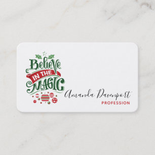 Believe in the Magic Christmas Typography Business Card
