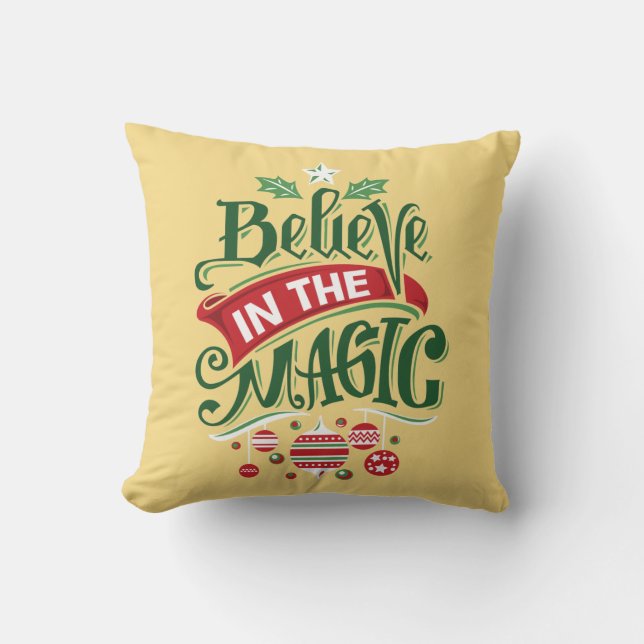 Believe in the Magic Christmas Typography Cushion (Front)