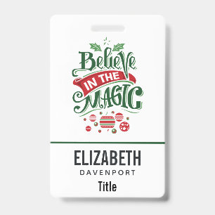 Believe in the Magic Christmas Typography ID Badge