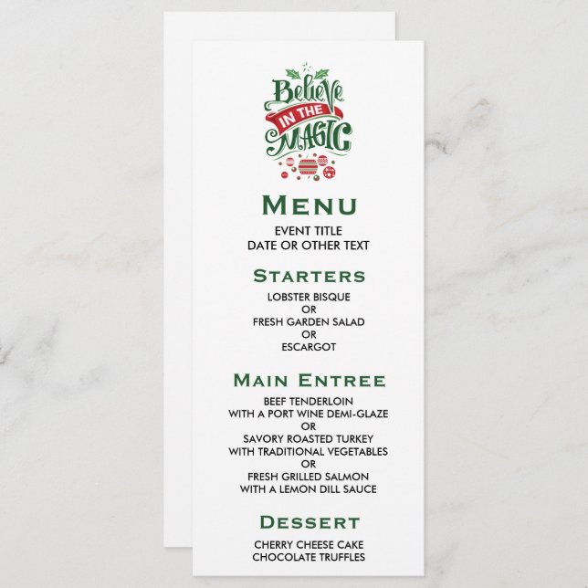 Believe in the Magic Christmas Typography Invitation (Front/Back)