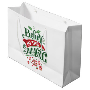 Believe in the Magic Christmas Typography Large Gift Bag