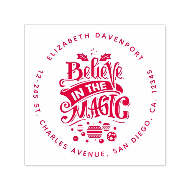 Believe in the Magic Christmas Typography Self-inking Stamp (Design)