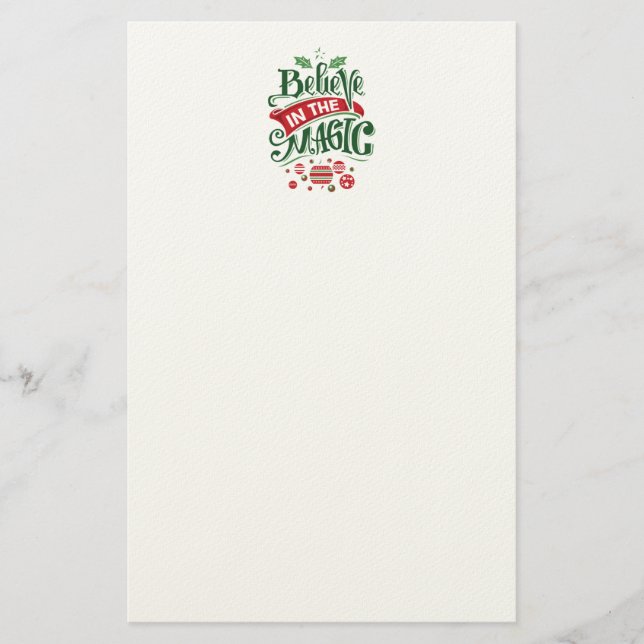 Believe in the Magic Christmas Typography Stationery (Front)
