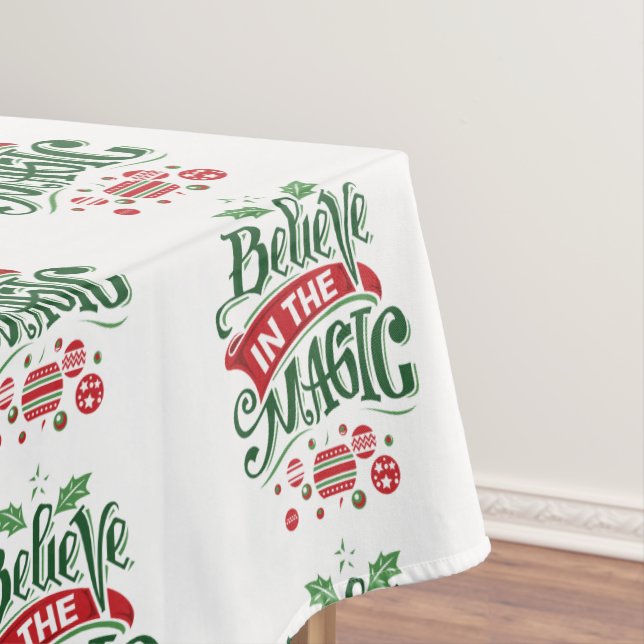 Believe in the Magic Christmas Typography Tablecloth (In Situ)