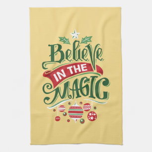Believe in the Magic Christmas Typography Tea Towel