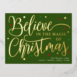 Believe in the magic gold elegant christmas card
