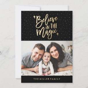 Believe In The Magic Holiday Photo Card in Black