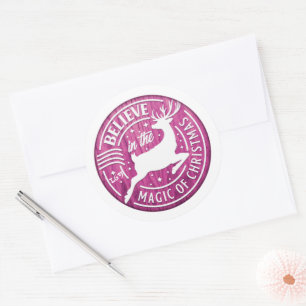 BELIEVE IN THE MAGIC OF ... christmas Classic Round Sticker