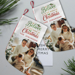 Believe in the Magic of Christmas Family Photo Small Christmas Stocking