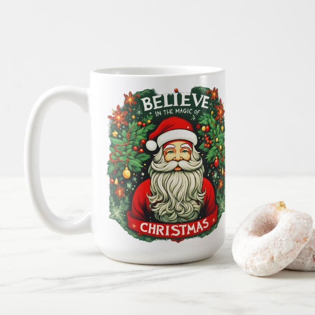 Believe in the Magic of Christmas Festive  Coffee Mug (With Donut)