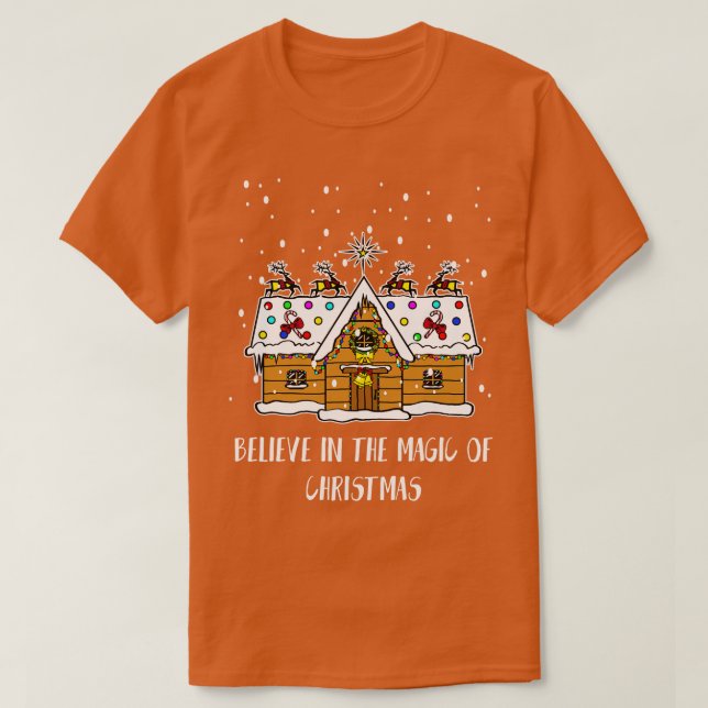 Believe In The Magic Of Christmas  Funny Santa Chr T-Shirt (Design Front)