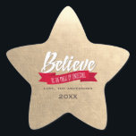 Believe in the Magic of Christmas Gold Custom  Star Sticker<br><div class="desc">Believe in the Magic of Christmas. Modern Gold Foil design Christmas Gift Star Shape Stickers / Envelope Seals with personalised family  name and year. Matching cards and gifts available in the Christmas & New Year Category of our store.</div>