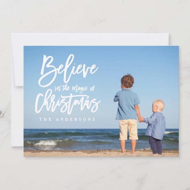 Believe in The Magic of Christmas Holiday Photo Card (Front)