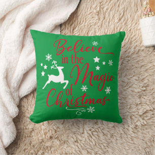 Believe In The Magic Of Christmas Reindeer Cushion