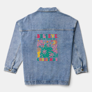 Believe In The Magic Of Christmas Retro Boho Tri-B Denim Jacket