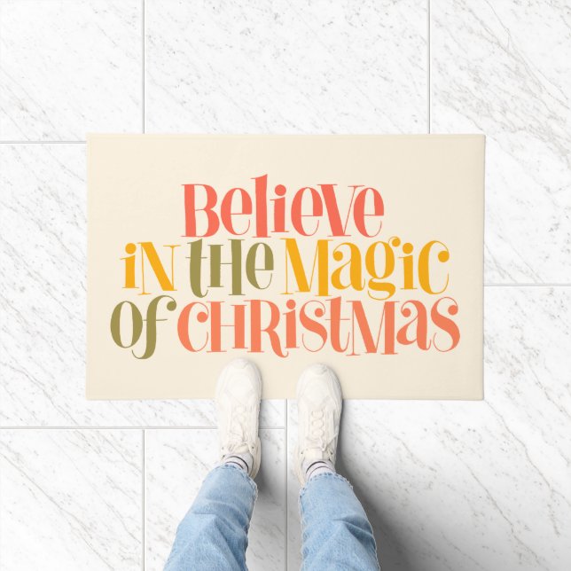 Believe in the Magic of Christmas - Retro Style Doormat (Indoor)