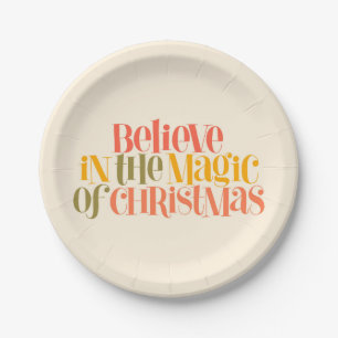 Believe in the Magic of Christmas - Retro Style Paper Plate