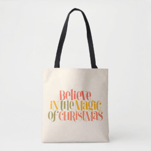 Believe in the Magic of Christmas - Retro Style Tote Bag