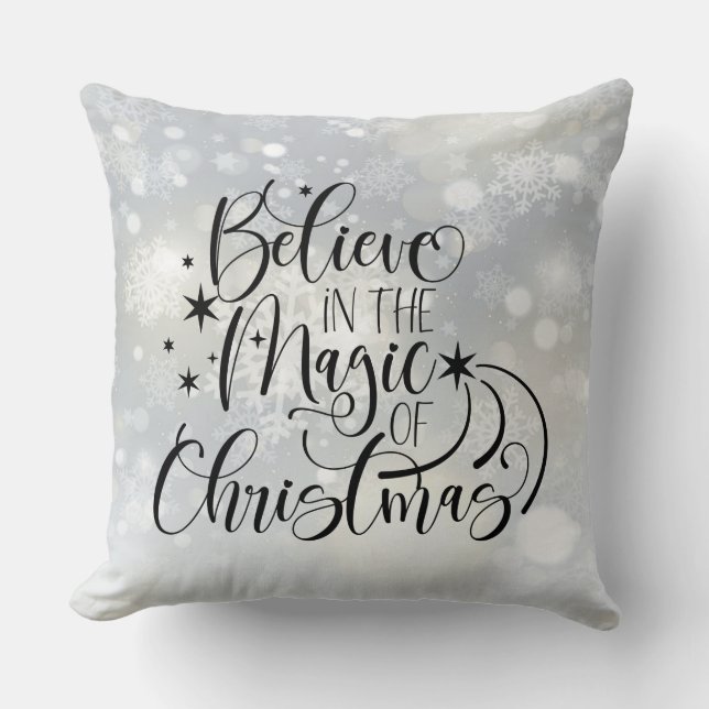 Believe In The Magic Of Christmas - Snowflake Cushion (Front)