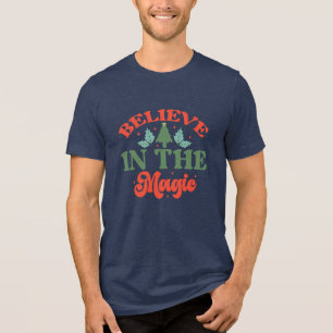 Believe in the magic Retro Christmas Holidays Tri-Blend Shirt
