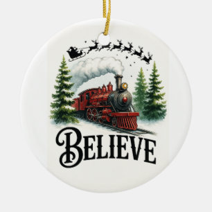 Believe in the Magic Train Ceramic Tree Decoration