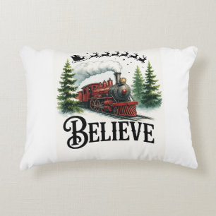 Believe in the Magic Train Decorative Cushion