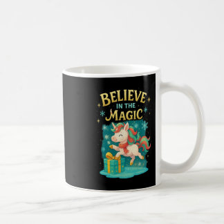 Believe In The Magic Unicorn Kids Christmas Design Coffee Mug