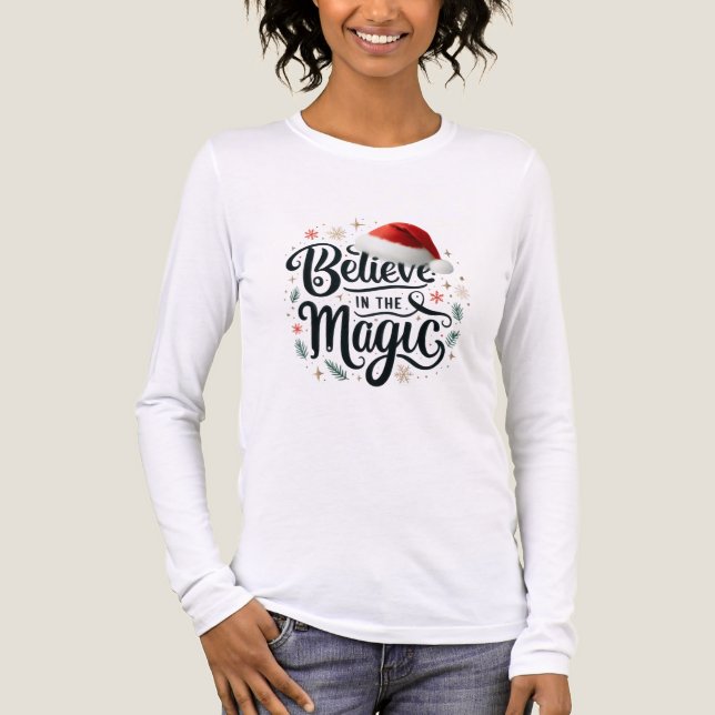 Believe in the magic women family holiday  Tri-Blend shirt (Front)