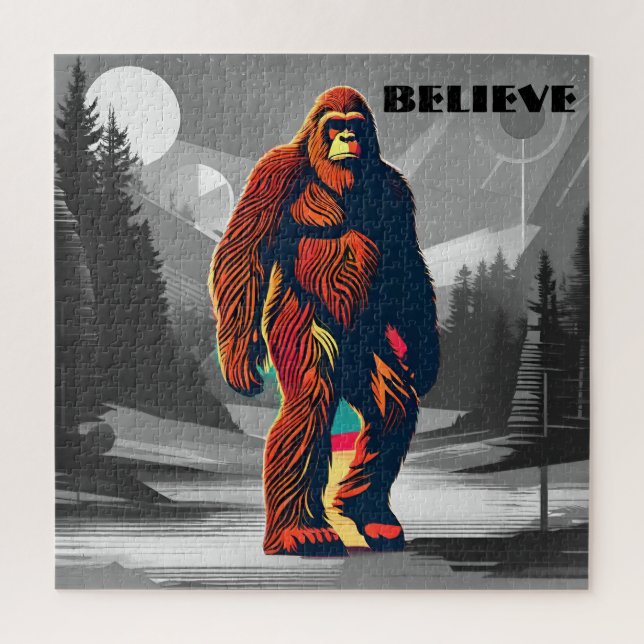 Believe in the Mystery Bigfoot Quote for Adventure Jigsaw Puzzle (Vertical)