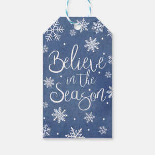 Believe in the Season Blue Snowflake Christmas Gift Tags