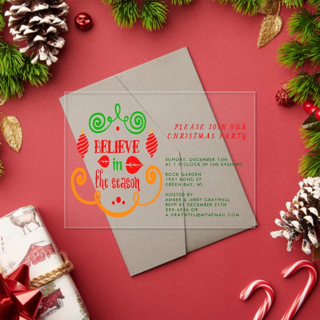 Believe in the Season Christmas Holiday Acrylic Invitations (Insitu (Holiday))