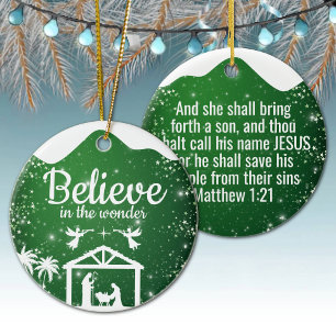 Believe in the wonder Manger Divine Passage ⛪️ 🎄 Ceramic Tree Decoration