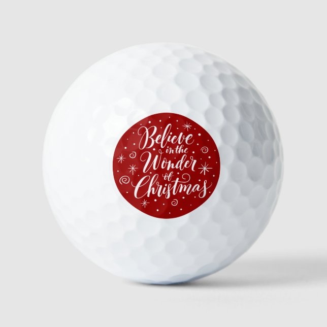 Believe in the Wonder of Christmas Lettering Round Golf Balls (Front)