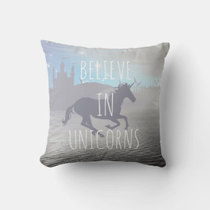 Believe in Unicorns Whimsical Art Cushion