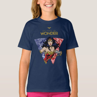 "Believe In Wonder" Wonder Woman Lasso Comic Logo T-Shirt