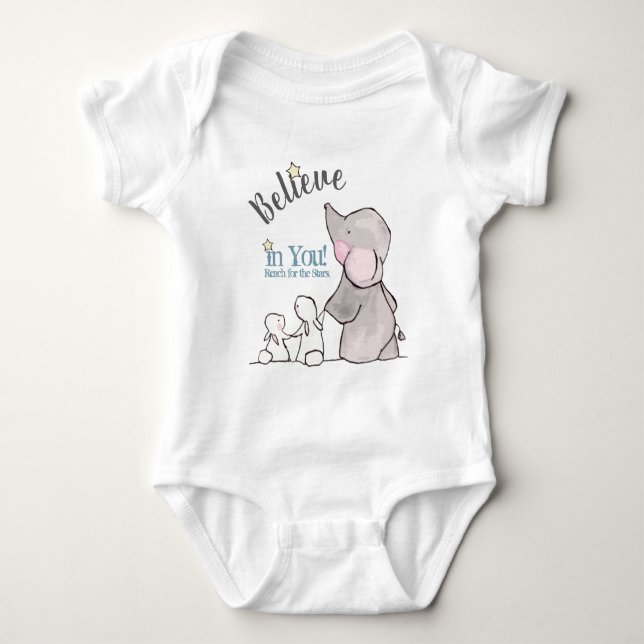 Believe in You!  Reach for the Stars Personalised Baby Bodysuit (Front)