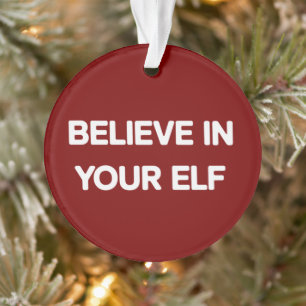 Believe In Your Elf Funny Xmas Matching Family Ornament